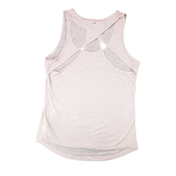 Marika Women Size Medium Wind Chime Racerback Tank Top High Low Hem Pink Tan New - Picture 2 of 7